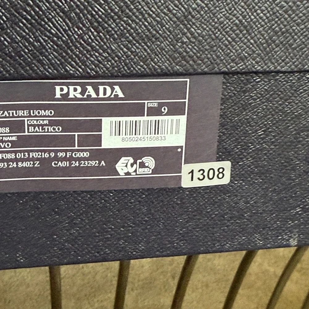 Prada Mens 2DF088 Baltico Blue Cervo Deerskin Leather Loafers UK 9
